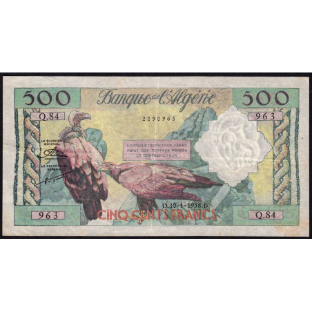 Algérie - Pick 117 - 500 francs - 30/01/1958 - Etat : TTB