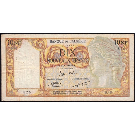 Algérie - Pick 119a_1- 10 nouveaux francs - 31/07/1959 - Etat : TB+