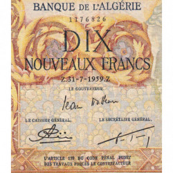 Algérie - Pick 119a_1- 10 nouveaux francs - 31/07/1959 - Etat : TB+