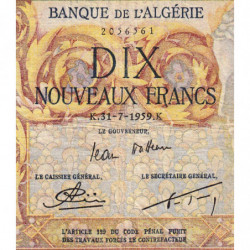 Algérie - Pick 119a_1- 10 nouv. francs - Série G.83 - 31/07/1959 - Etat : TB