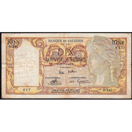 Algérie - Pick 119a_2- 10 nouveaux francs - 29/07/1960 - Etat : TB+