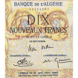 Algérie - Pick 119a_2- 10 nouv. francs - Série W.485 (rempl.) - 25/11/1960 - Etat : TB+