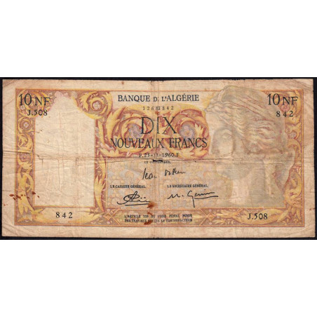 Algérie - Pick 119a_2- 10 nouveaux francs - 25/11/1960 - Etat : B