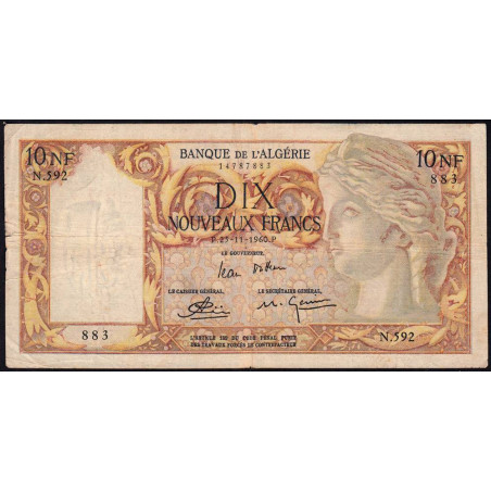 Algérie - Pick 119a_2- 10 nouveaux francs - 25/11/1960 - Etat : TB+