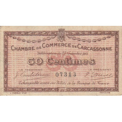 Carcassonne - Pirot 38-1 variété - 50 centimes - 1914 - Etat : TB