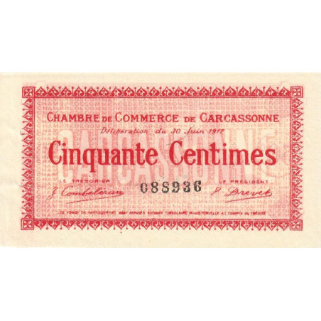 Carcassonne - Pirot 38-11 - 50 centimes - 1917 - Etat : SUP