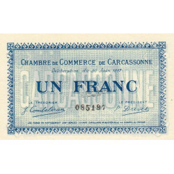 Carcassonne - Pirot 38-13 variété - 1 franc - 1917 - Etat : SUP