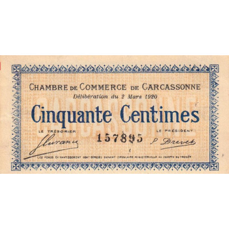 Carcassonne - Pirot 38-15 - 50 centimes - 1920 - Etat : SUP