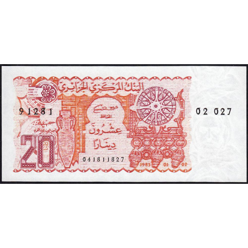 Algérie - Pick 133a_2 - 20 dinars - Série 02 027 - 02/01/1983 (1985) - Etat : NEUF