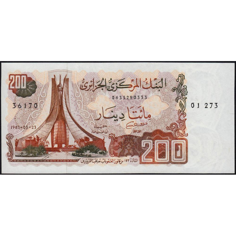 Algérie - Pick 135a_2 - 200 dinars - Série 01 273 - 23/03/1983 (1985) - Etat : SPL