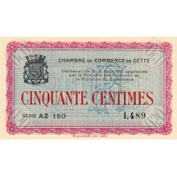 Cette (Sète) - Pirot 41-4 - 50 centimes - Série AZ 150 - 11/08/1915 - Etat : NEUF