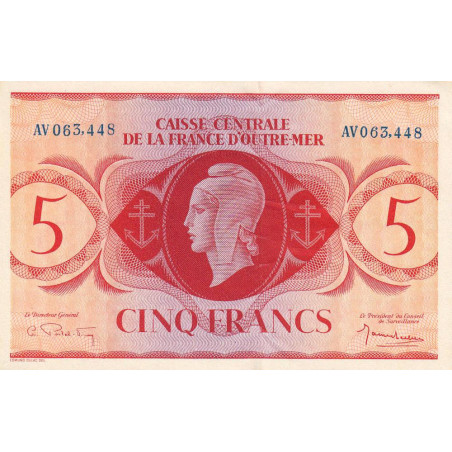 AEF - France Outre-Mer - Pick 15b - 5 francs - Série AV - 02/02/1944 - Etat : SUP