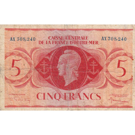 AEF - France Outre-Mer - Pick 15b - 5 francs - Série AX - 02/02/1944 - Etat : TB-