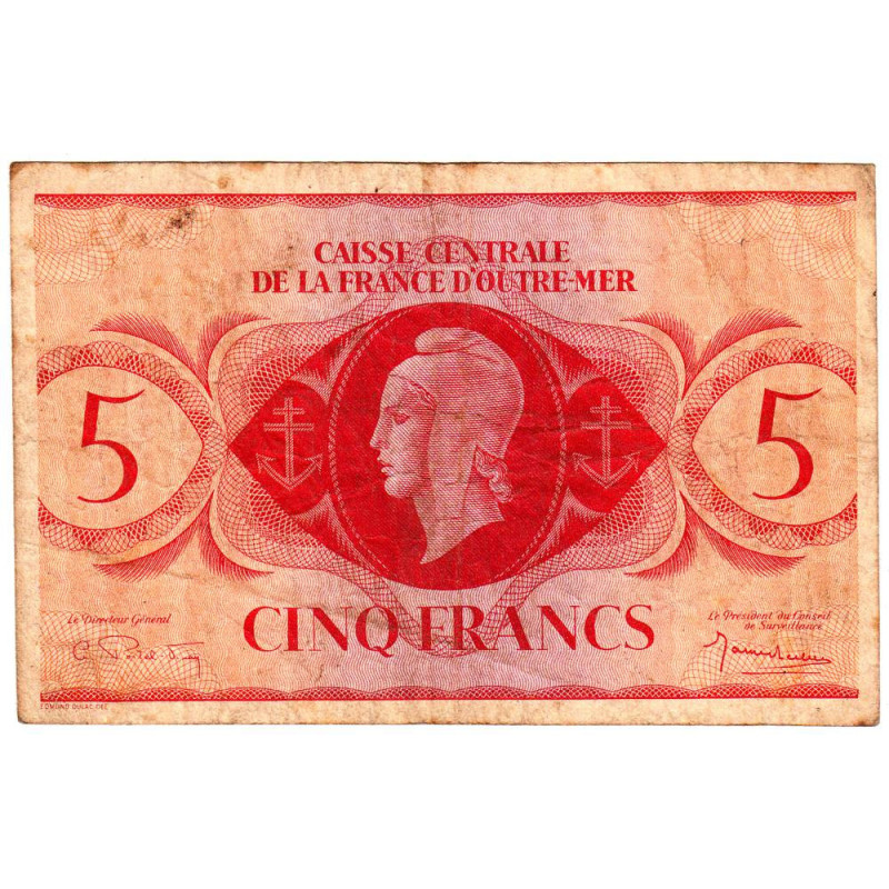 AEF - France Outre-Mer - Pick 15c - 5 francs - Sans série - 02/02/1944 - Etat : TB-
