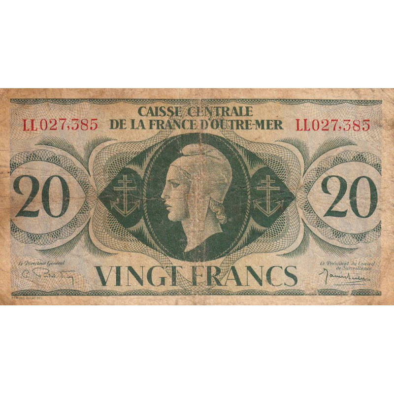 AEF - France Outre-Mer - Pick 17b_7 - 20 francs - Série LL - 02/02/1944 - Etat : TB-