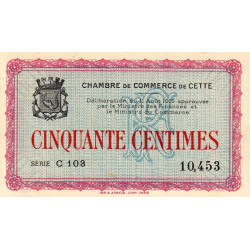 Cette (Sète) - Pirot 41-10 - 50 centimes - Série C 103 - 11/08/1915 - Etat : SUP+