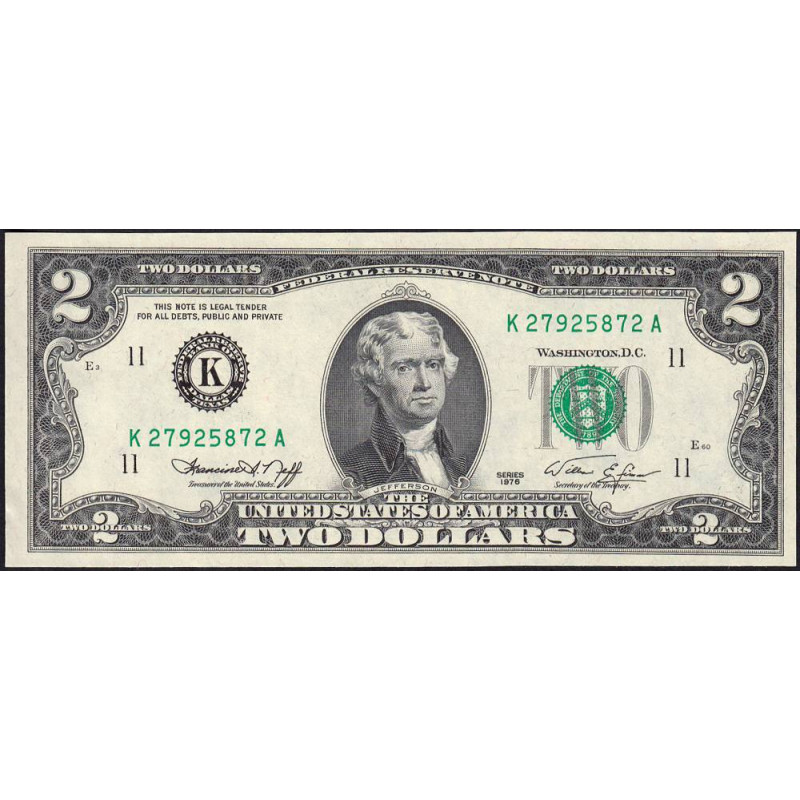 Etats Unis - Pick 461 - 2 dollars - Série K A - 1976 - Dallas - Etat : NEUF