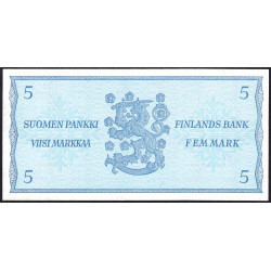 Finlande - Pick 106Aa_4 - 5 markkaa - Litt. B - Série F - 1963 (1969) - Etat : NEUF