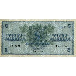 Finlande - Pick 106Aa_4 - 5 markkaa - Litt. B - Série F - 1963 (1969) - Etat : NEUF