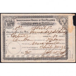 Cuba - Franc-Maçonnerie - Loge Hatuey I.O.O.F. - Capitation 1,20 peso - 01/04/1932 - Etat : TB+