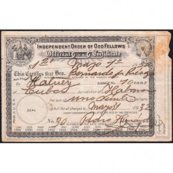 Cuba - Franc-Maçonnerie - Loge Hatuey I.O.O.F. - Capitation 1,20 peso - 01/05/1932 - Etat : TB