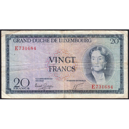 Luxembourg - Pick 49a - 20 francs - Série E - 1955 - Etat : TB
