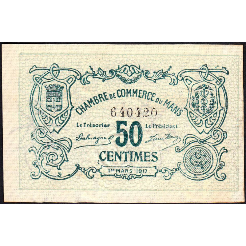 Le Mans - Pirot 69-9 - 50 centimes - 01/03/1917 - Etat : SUP