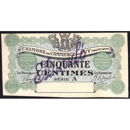 Le Puy (Haute-Loire) - Pirot 70-2 - 50 centimes - Série A - 10/10/1916 - Annulé - Etat : NEUF
