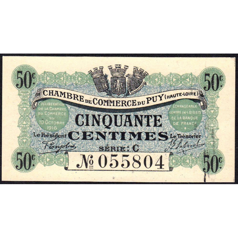 Le Puy (Haute-Loire) - Pirot 70-5 - 50 centimes - Série C - 10/10/1916 - Etat : pr.NEUF