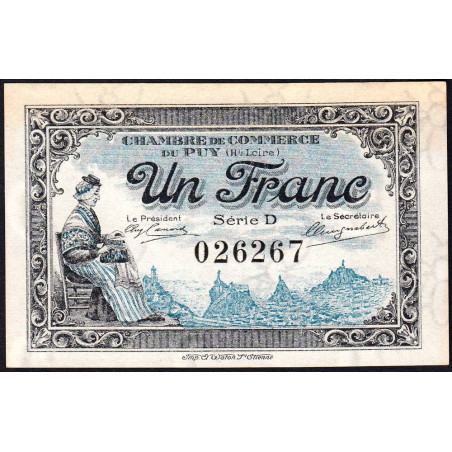 Le Puy (Haute-Loire) - Pirot 70-9 - 1 franc - Série D - 10/10/1916 - Etat : NEUF