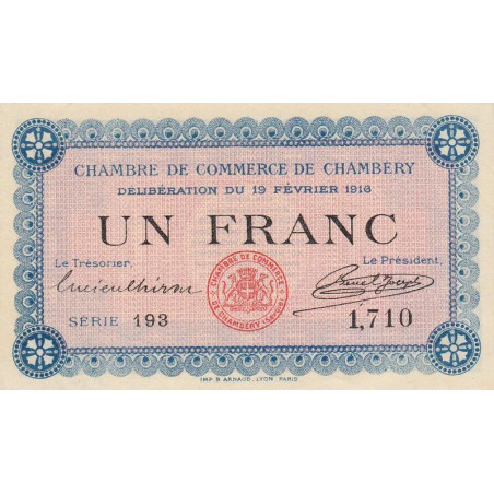 Chambéry - Pirot 44-5 - 1 franc - Série 193 - 19/02/1916 - Etat : SPL