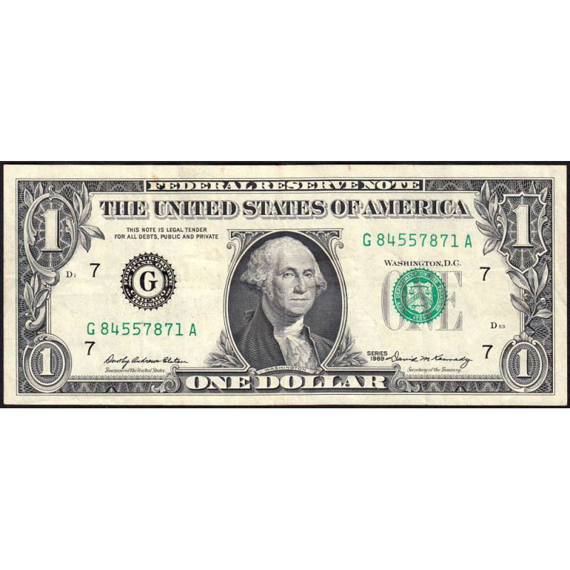 Etats Unis - Pick 449a - 1 dollar - Série G A - 1969 - Chicago - Etat : TTB