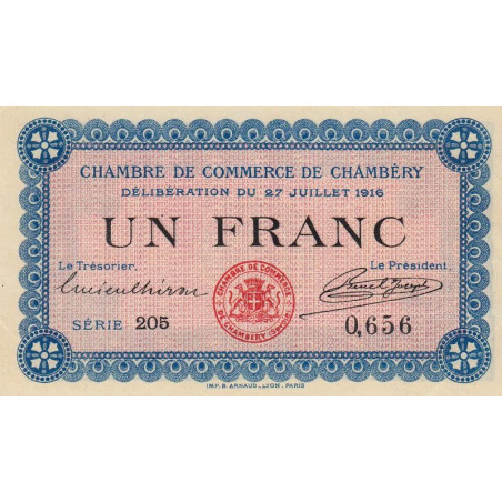 Chambéry - Pirot 44-9 - 1 franc - Série 205 - 27/07/1916 - Etat : SPL