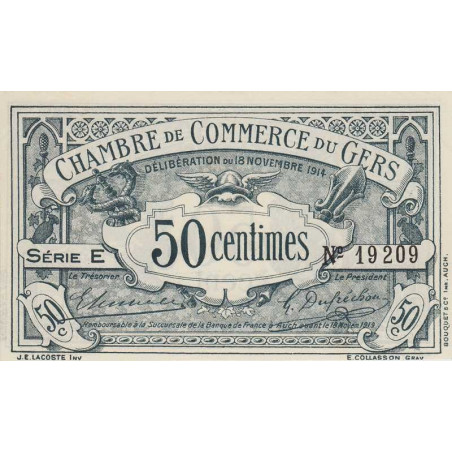 Auch (Gers) - Pirot 15-1 - 50 centimes - Série E - 18/11/1914 - Etat : SPL