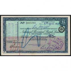 Grande-Bretagne - Chèque Voyage - National Provincial - 5 pounds - 1964 - Etat : SPL
