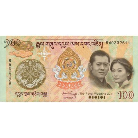Bhoutan - Pick 35 - 100 ngultrum - Série RW - 2011 - Billet commémoratif - Etat : NEUF