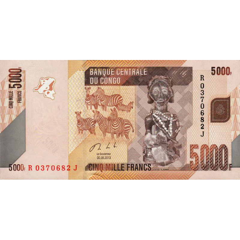 Rép. Démocr. du Congo - Pick 102b - 5'000 francs - Série R J - 30/06/2013 - Etat : NEUF