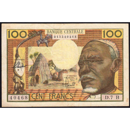 Centrafrique - Afrique Equatoriale - Pick 3b - 100 francs - Série D.7 - 1963 - Etat : TTB