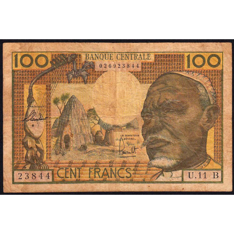 Centrafrique - Afrique Equatoriale - Pick 3b - 100 francs - Série U.11 - 1963 - Etat : B+