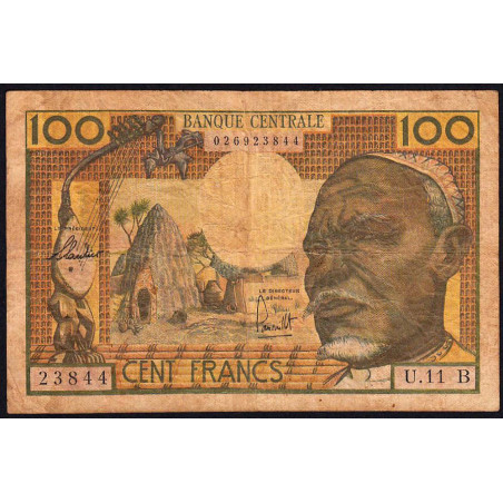 Centrafrique - Afrique Equatoriale - Pick 3b - 100 francs - Série U.11 - 1963 - Etat : B+