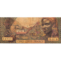 Centrafrique - Afrique Equatoriale - Pick 4f - 500 francs - Série D.11 - 1966 - Etat : B