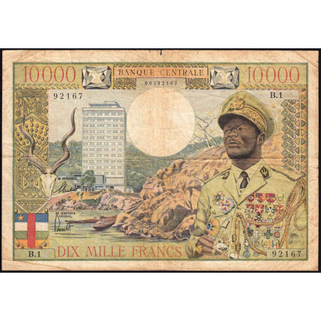 Centrafrique - Afrique Equatoriale - Pick 7 - 10'000 francs - Série B.1 - 1968 - Etat : TB