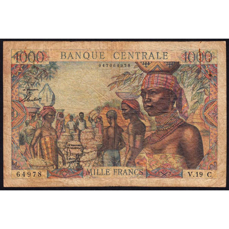 Congo (Brazzaville) - Afrique Equatoriale - Pick 5g - 1'000 francs - Série V.19 - 1966 - Etat : B+