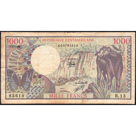 Centrafrique - Pick 10_2 - 1'000 francs - Série H.13 - 01/07/1980 - Etat : TB