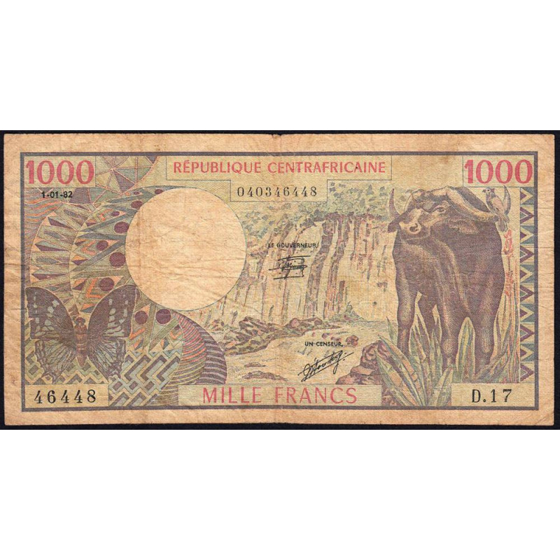 Centrafrique - Pick 10_4 - 1'000 francs - Série D.17 - 01/01/1982 - Etat : B+
