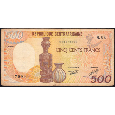 Centrafrique - Pick 14e - 500 francs - Série M.04 - 01/01/1991 - Etat : TB