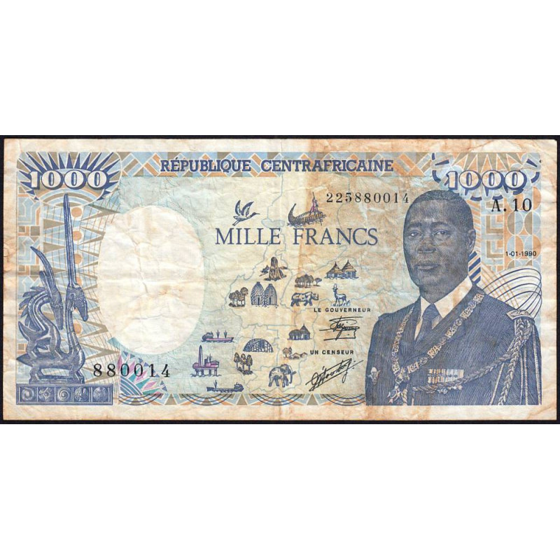 Centrafrique - Pick 16_5 - 1'000 francs - Série A.10 - 01/01/1990 - Etat : TB-