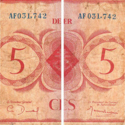 AEF - France Outre-Mer - Pick 15a - 5 francs - Rarissime série AF - 02/02/1944 - Etat : B