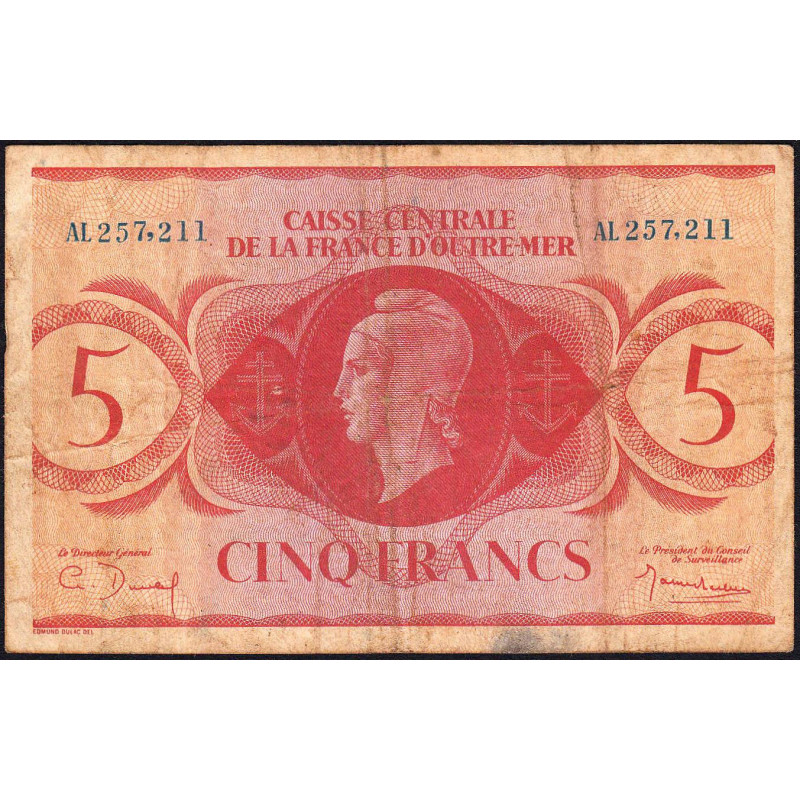 AEF - France Outre-Mer - Pick 15a - 5 francs - Série AL - 02/02/1944 - Etat : TB-