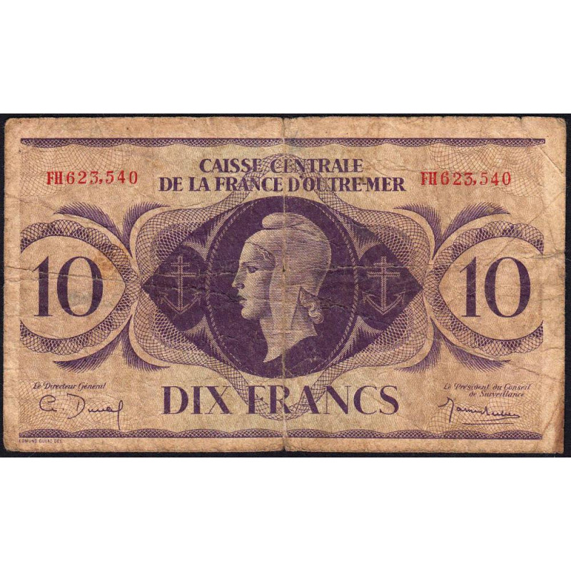 AEF - France Outre-Mer - Pick 16a - 10 francs - Rarissime série FH - 02/02/1944 - Etat : B